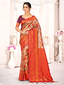 EXCLUSIVA - Multicolor Kanjivaram Saree with Unstitched Blouse