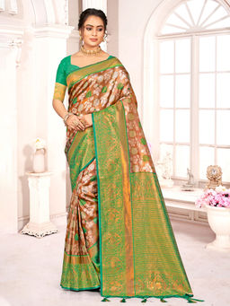 EXCLUSIVA - Multicolor Kanjivaram Saree with Unstitched Blouse