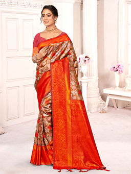 EXCLUSIVA - Multicolor Kanjivaram Saree with Unstitched Blouse