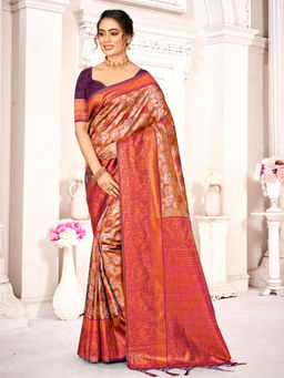 EXCLUSIVA - Multicolor Kanjivaram Saree with Unstitched Blouse