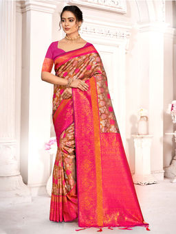 EXCLUSIVA - Multicolor Kanjivaram Saree with Unstitched Blouse