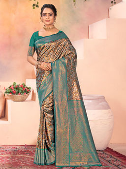 EXCLUSIVA - Multicolor Kanjivaram Saree with Unstitched Blouse