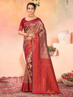 EXCLUSIVA - Multicolor Kanjivaram Saree with Unstitched Blouse
