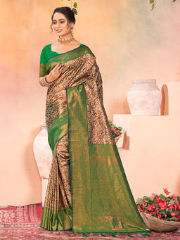 EXCLUSIVA - Multicolor Kanjivaram Saree with Unstitched Blouse