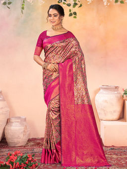 EXCLUSIVA - Multicolor Kanjivaram Saree with Unstitched Blouse