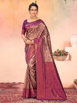 EXCLUSIVA - Multicolor Kanjivaram Saree with Unstitched Blouse