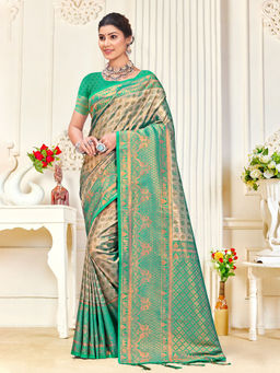 EXCLUSIVA - Multicolor Kanjivaram Saree with Unstitched Blouse