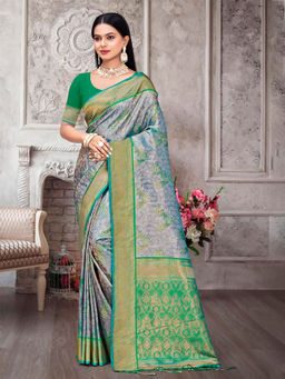 EXCLUSIVA - Multicolor Kanjivaram Saree with Unstitched Blouse