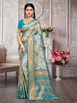 EXCLUSIVA - Multicolor Kanjivaram Saree with Unstitched Blouse
