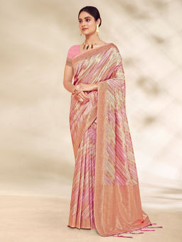 EXCLUSIVA - Multicolor Cotton Saree with Unstitched Blouse