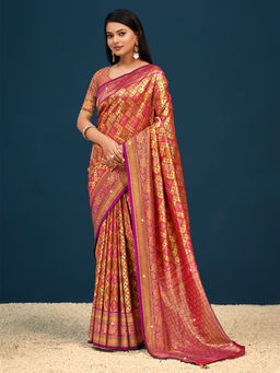 EXCLUSIVA - Multicolor Banarasi Saree with Unstitched Blouse