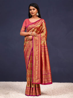 EXCLUSIVA - Multicolor Banarasi Saree with Unstitched Blouse