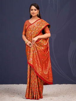 EXCLUSIVA - Multicolor Banarasi Saree with Unstitched Blouse