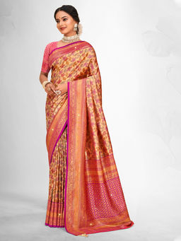 EXCLUSIVA - Multicolor Banarasi Saree with Unstitched Blouse