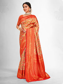 EXCLUSIVA - Multicolor Banarasi Saree with Unstitched Blouse
