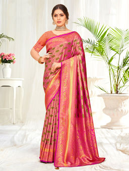 EXCLUSIVA - Multicolor Banarasi Saree with Unstitched Blouse