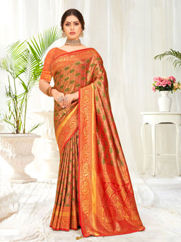 EXCLUSIVA - Multicolor Banarasi Saree with Unstitched Blouse