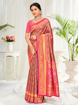 EXCLUSIVA - Multicolor Banarasi Saree with Unstitched Blouse