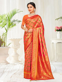 EXCLUSIVA - Multicolor Banarasi Saree with Unstitched Blouse