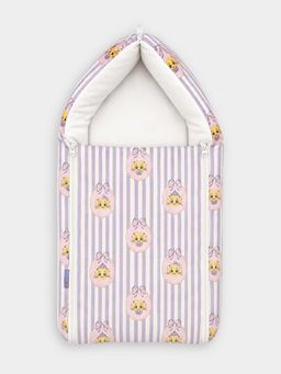 Mi Arcus - Stripes and Printed Design Baby Nest for Girls- Lavender (0-6 Months)