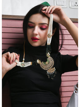 Odette - Green Metal Necklace Set (Set of 2)