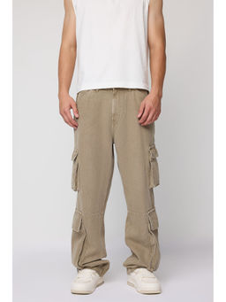FREAKINS - Beige Baggy Fit Cargos