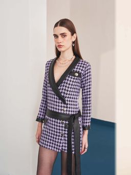 Ivory Rose - Black Amethyst Edge Mini Dress with Belt