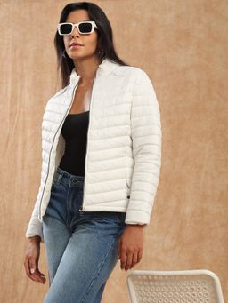 Globus - Women White Front Zip Insulator Puffer Jacket