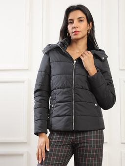 Globus - Women Black Insulator Puffer Jacket With Detachable Soft Functional Hood