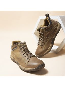 WOODLAND - Nubuck Leather Casual Khaki Shoes For Men