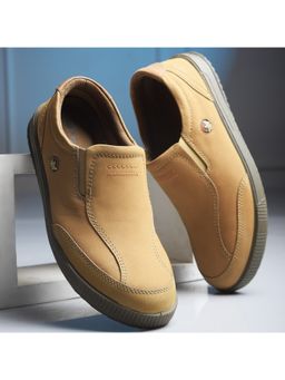 WOODLAND - Nubuck Leather Casual Camel Lofers Shoes For Men