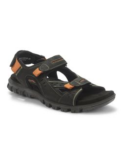WOODLAND - Nubuck Leather Casual Black Sandals For Men