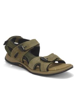 WOODLAND - Nubuck Leather Casual Khaki Sandals For Men