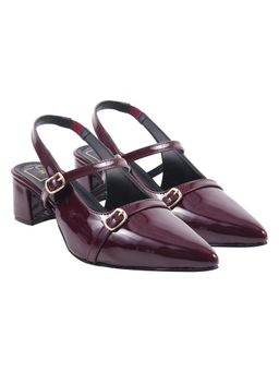 HVNLY by Shoetopia - Women Cherry Red Patent Mary Jane Slingback Block Heels