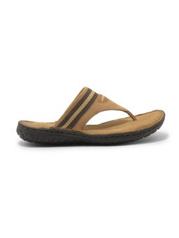 WOODLAND - Nubuck Leather Casual Camel Flipflops For Men