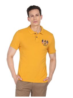 U.S. Polo Assn. Denim Co. - Men Mustard Solid Pique Polo T-Shirt
