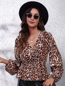 Oh Rare - Brown Animal Print Top