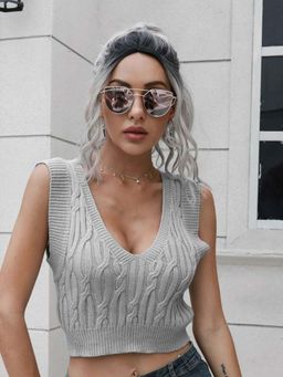 Oh Rare - Grey Sleeveless Crop Top