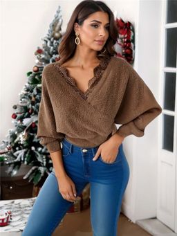 Oh Rare - Brown Batwing Sleeve Top