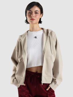 Calvin Klein - Beige Regular Fit Cotton Hoodie