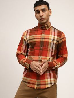 GANT - Men Red Checked Regular Fit Shirt