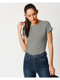 Bewakoof - Women's Grey Slim Fit T-shirt