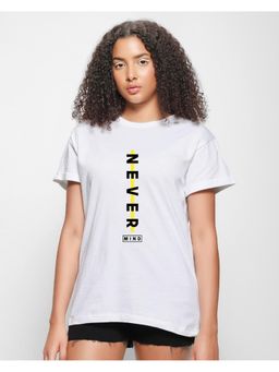 Bewakoof - Women's White Never Mind Graphic Printed Boyfriend T-shirt