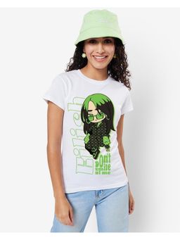 Bewakoof - Women's White Don't Smile Billie Graphic Printed T-shirt