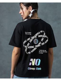 Bewakoof - Women's Black Rave Till Grave Graphic Printed Oversized T-shirt