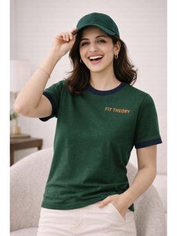 The Fit Theory - Women Green Cut N Sew T-shirt