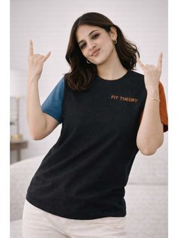 The Fit Theory - Women Black Cut N Sew T-shirt