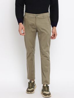 Cantabil - Printed Olive Regular Fit Trouser