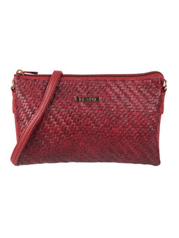 Mochi - Red Solid Leather Sling And Cross Bag