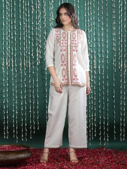 Bani Women - Off White Embroidered Straight Women Co-Ord Set